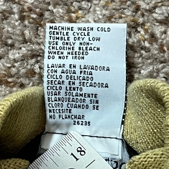 Vintage Sag Harbor Women's Mock Neck Short Sleeved Sweater Gold Sparkle Size L - Picture 8 of 10